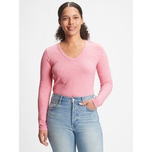 Gap Womens ForeverSoft V-Neck Pink Long Sleeve T-Shirt, Size M, NWT